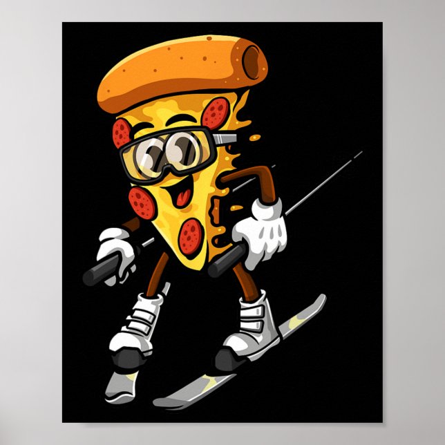 Affiche Pizza Drôle De Ski Fromage Pie Foodie Ski Instruct (Devant)