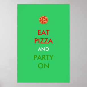 Affiche Pizza et fête sur l'affiche amusante