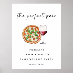 Affiche Pizza et vin La partie d'engagement parfaite