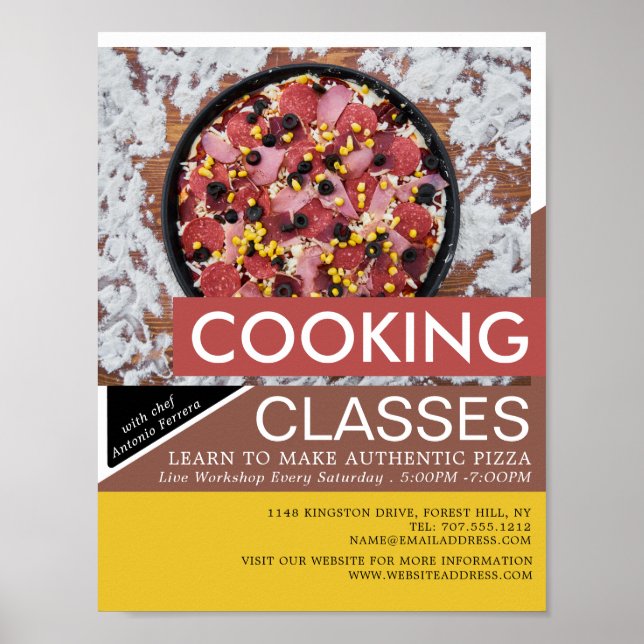 Affiche Pizza fraîche, classes de Cuisines Publicité (Devant)
