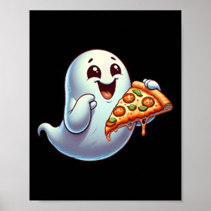 Affiche Pizza Ghost Manger Halloween Hommes Femmes Enfants