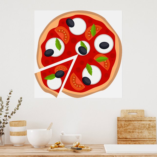 Affiche Pizza Mozzarella aux Tomates et Basilic (Créateur téléchargé)