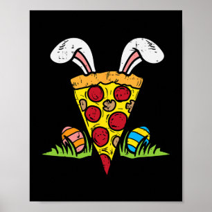 Affiche Pizza Pâques Slice Bunny Oars Amusants Snack