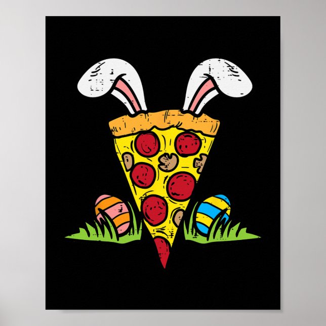 Affiche Pizza Pâques Slice Bunny Oars Amusants Snack (Devant)