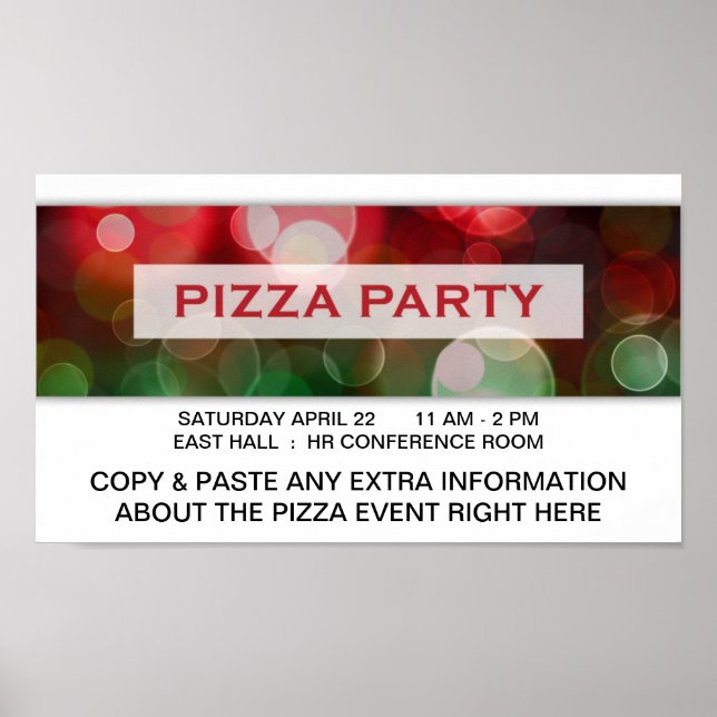 Affiche pizza party bokeh (Devant)