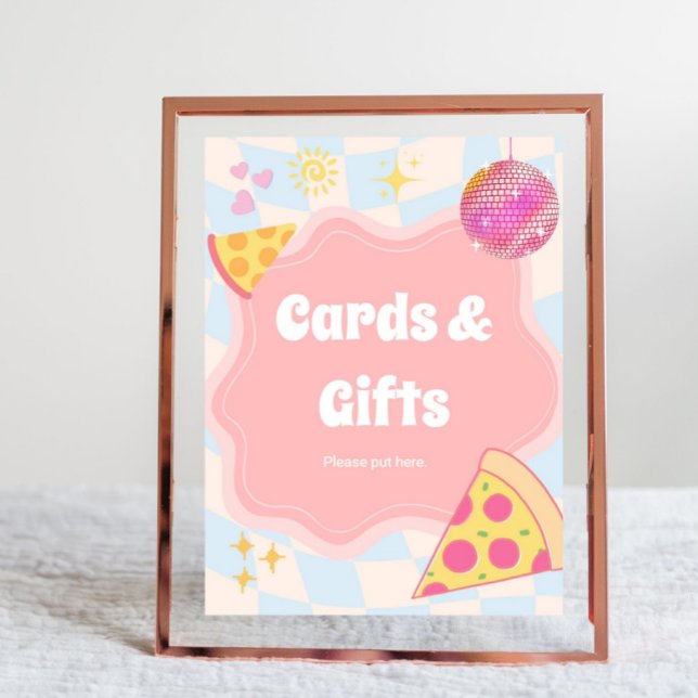 Affiche Pizza Party Cards and Gifts Sign (pizza party cards and gifts sign, pizza birthday sign, cards and gifts table sign, pizza party decor)
