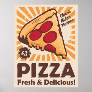 Affiche pizza rétro cool