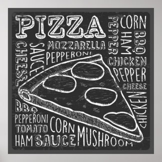 Affiche pizza rétro cool