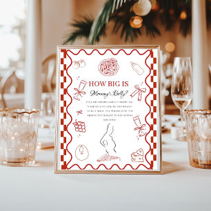 Affiche Pizza rouge bébé Quelle grosse maman signe de baby