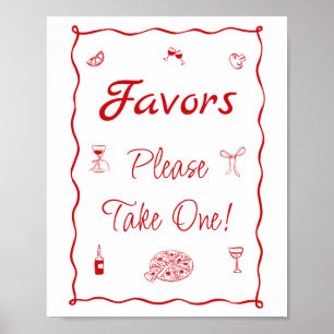 Affiche Pizza rouge qui est une Fête des mariées préférée