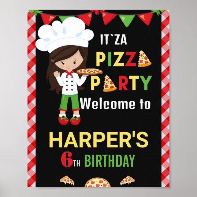 Affiche Pizza signe fête de bienvenue fête d'anniversaire  (Devant)