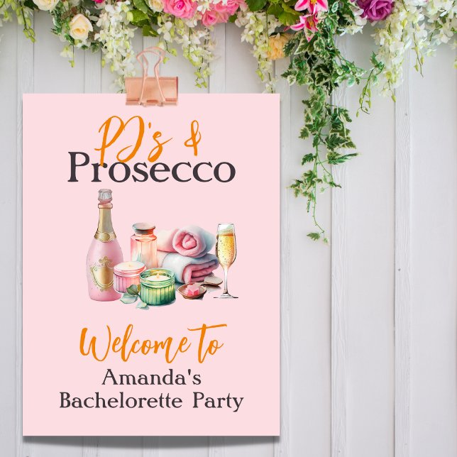 Affiche Pjs et Prosecco Spa rose Bachelorette Party (Créateur téléchargé)