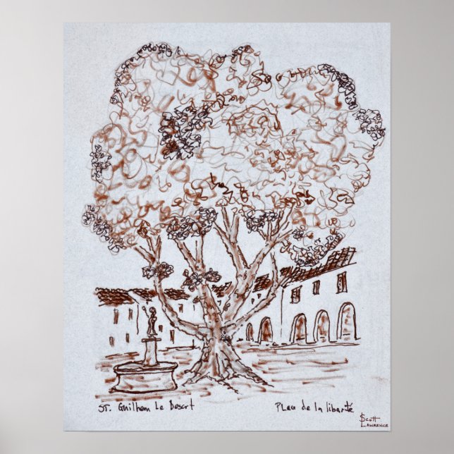 Affiche Place de la Liberte, Saint-Guilhem-le-Désert (Devant)