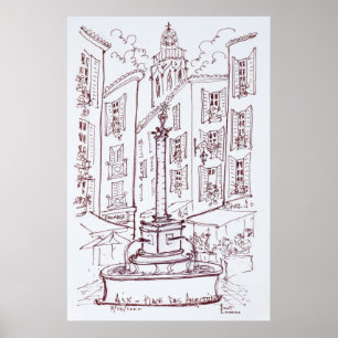 Affiche Place Des Augustins   Aix en Provence, France