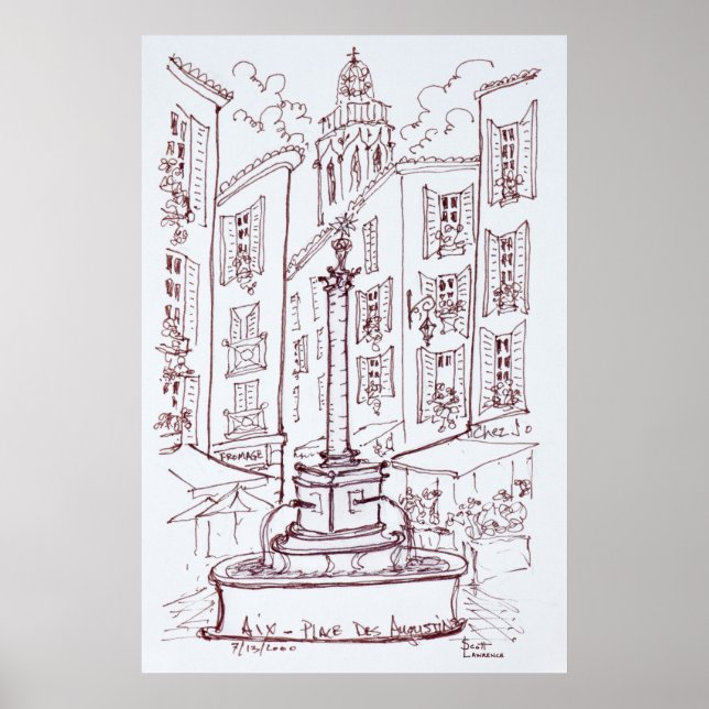 Affiche Place Des Augustins | Aix en Provence, France (Devant)