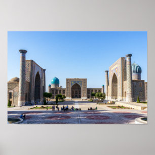 Affiche Place du Registan au coucher du soleil - Samarkand