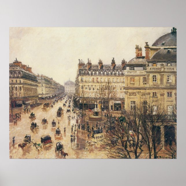 Affiche Place du Théâtre Français, Paris Pluie par Pissarr (Devant)