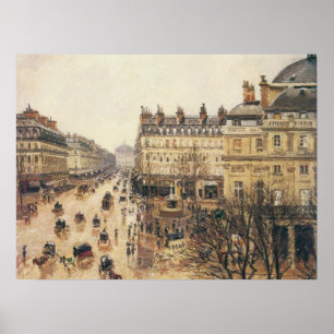 Affiche Place du Théâtre Français, Paris Pluie par Pissarr