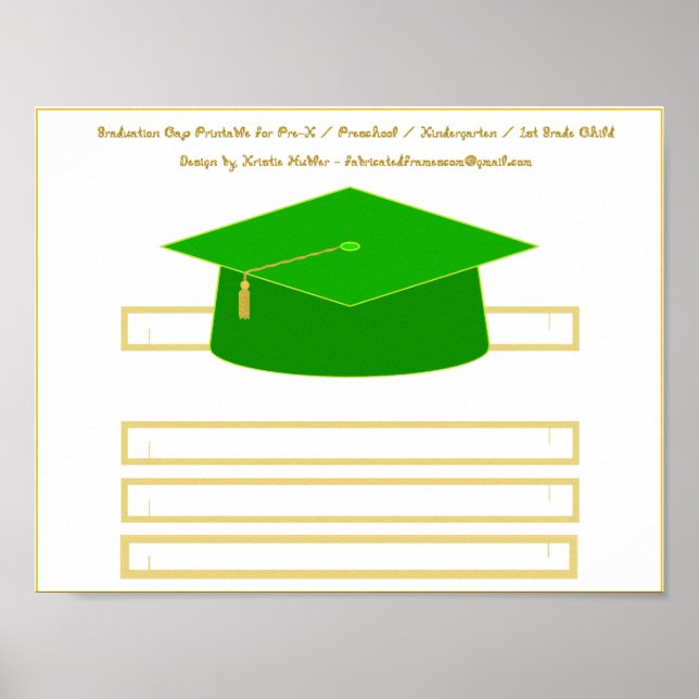 Affiche Plafond de diplôme Livre vert Casquette imprimable (Devant)