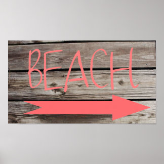 Affiche Plage Ainsi Faux Wood