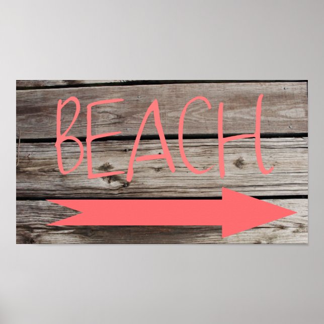 Affiche Plage Ainsi Faux Wood (Devant)