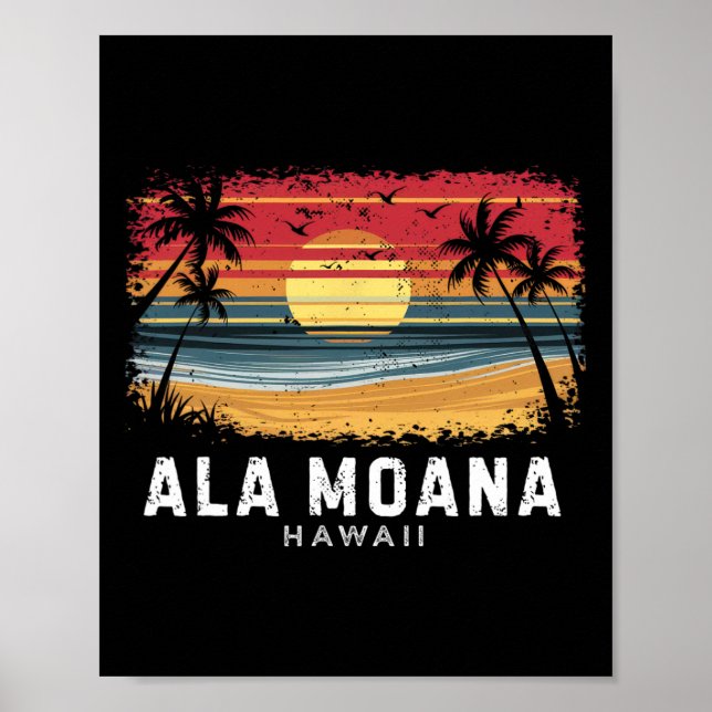 Affiche Plage Ala Moana Hawaii Planche de surf Plage  (Devant)