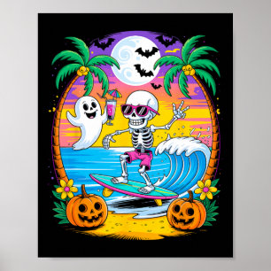 Affiche Plage Amusante Halloween Vibes Summerween Skeleton