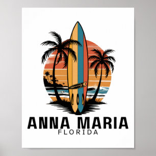 Affiche Plage Anna Maria Floride Surfant Surfeur