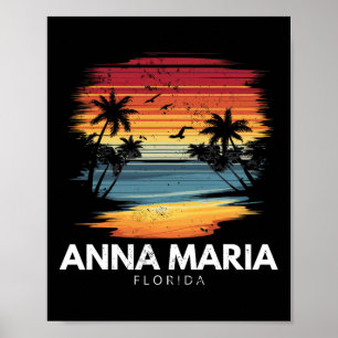Affiche Plage Anna Maria Floride Surfboard Surf Vintage