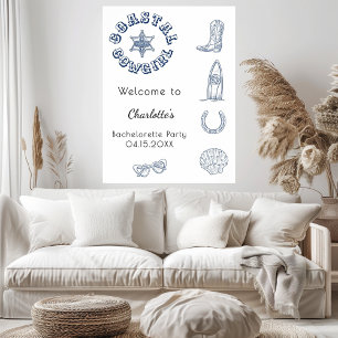 Affiche Plage Bachelorette Côte Cowgirl bleu Bachelorette