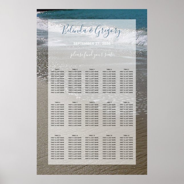 Affiche Plage balnéaire & Mariage de sable Carte de siège (Devant)