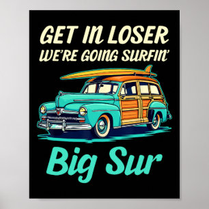Affiche Plage Big Sur Surf Californie Fille Femmes Hommes 