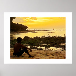 Affiche Plage blanche Bali de Padang d'affiche (24" x18")