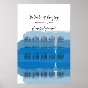 Affiche Plage Bleu Aquarelle Mariage Carte de siège