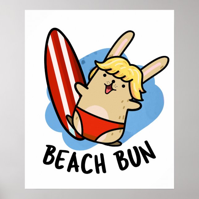 Affiche Plage Bun Funny Bunny Pun (Devant)