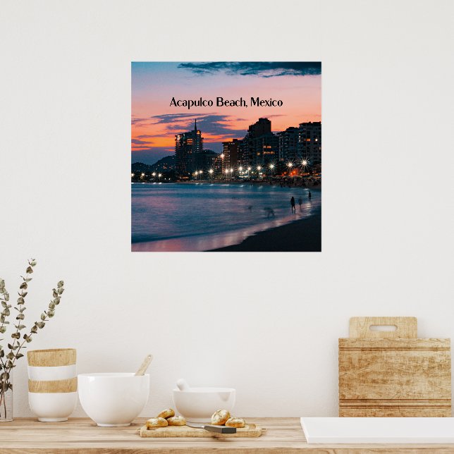 Affiche Plage d'Acapulco, Mexique (Cuisine)