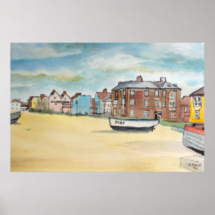 Affiche Plage d'Aldeburgh – L'œuvre d'art du mur côtier