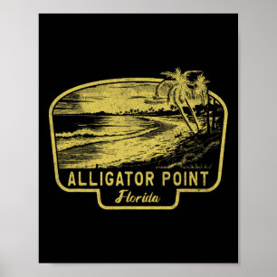 Affiche Plage d'Alligator Point Floride Surf Vintage Bleu