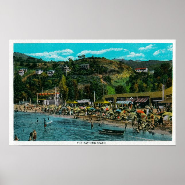 Affiche Plage de baignade à Avalon, Catalina Island (Devant)