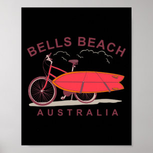 Affiche Plage de Bells Australie Planche à surf Vélo Surfe