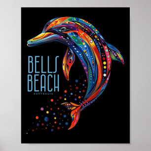 Affiche Plage de Bells Australie Surfeur Vintage Surf Rétr
