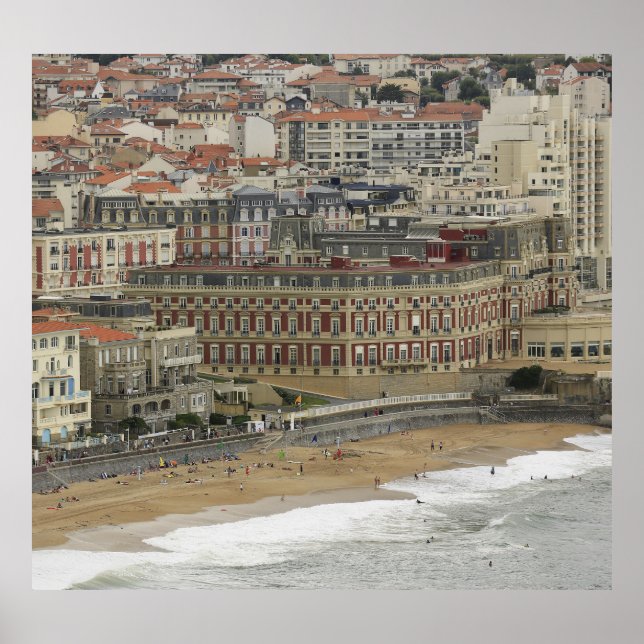 Affiche Plage de Biarritz, architecture Belle Époque. (Devant)