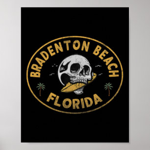 Affiche Plage de Bradenton Floride Fl Vintage Surf Avant E