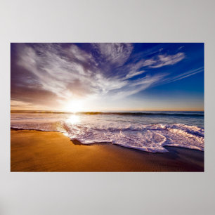 Affiche Plage de Californie au coucher du soleil