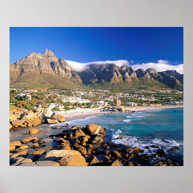 Affiche Plage de Camps Bay et la chaîne des Douze Apôtres (Devant)