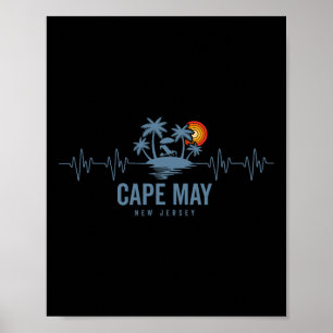 Affiche Plage de Cape May New Jersey Vintage années 80 Cou