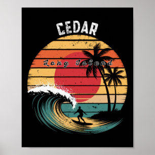 Affiche Plage de Cedar Beach Long Island Surfing