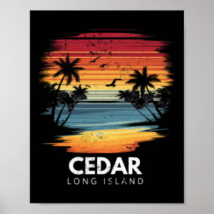 Affiche Plage de Cedar Long Island Planche de surf Surfing