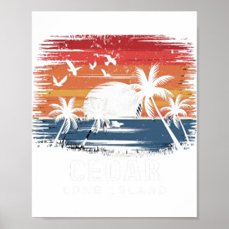 Affiche Plage de Cedar Long Island Surfant Surfeur