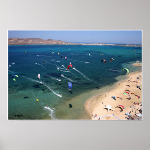 Affiche Plage de cerf-volant de Paros
